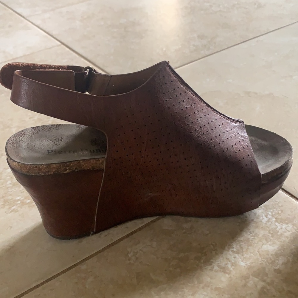 Brown leather wedge shoe Size 7 - Picture 4 of 8